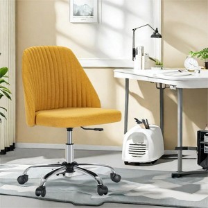 GlasFlength Modern Fabric Seating Sets with Wheels, Armless and Adjustable Swivel Office Desk Chairs, for a Variety of Occasions, Yellow, 21"*21"*18" - 1 of 4