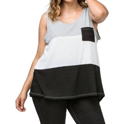 Women's Color Block Waffle Knit Tank Top - entro