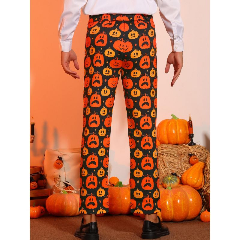 Lars Amadeus Men's Funny Party Cosplay Costume Halloween Pumpkin Printed Pants, 3 of 6