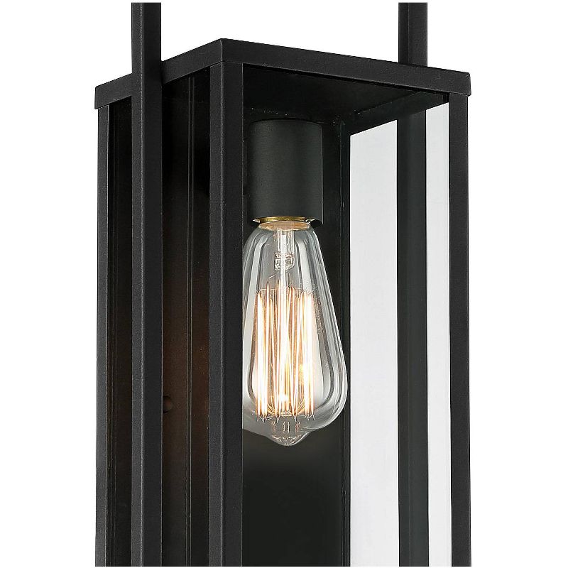 Possini Euro Design Jericho Modern Outdoor Wall Light Fixture Textured Black Metal 19" Clear Glass Panel for Post Exterior Barn Deck House Porch Yard, 3 of 10