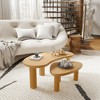 MAYEERTY Solid Wood Coffee Table Set Cashew Shaped in Black Color for Living Room Bedroom Beige - 2 of 4