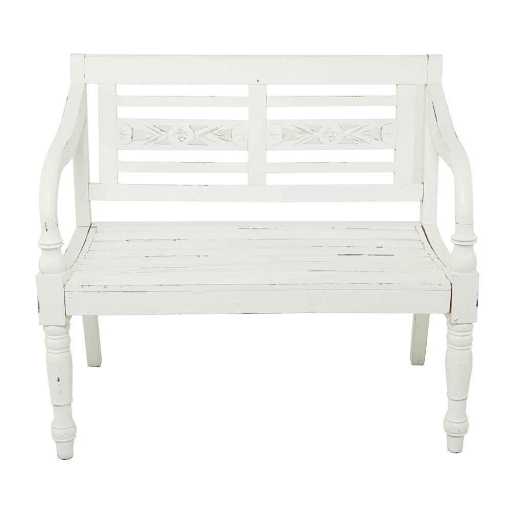 Photos - Garden Furniture Farmhouse Mahogany Bench White - Olivia & May