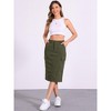Allegra K Women's High Waisted Elastic Back Corduroy Midi Cargo Skirts with Pockets - 4 of 4