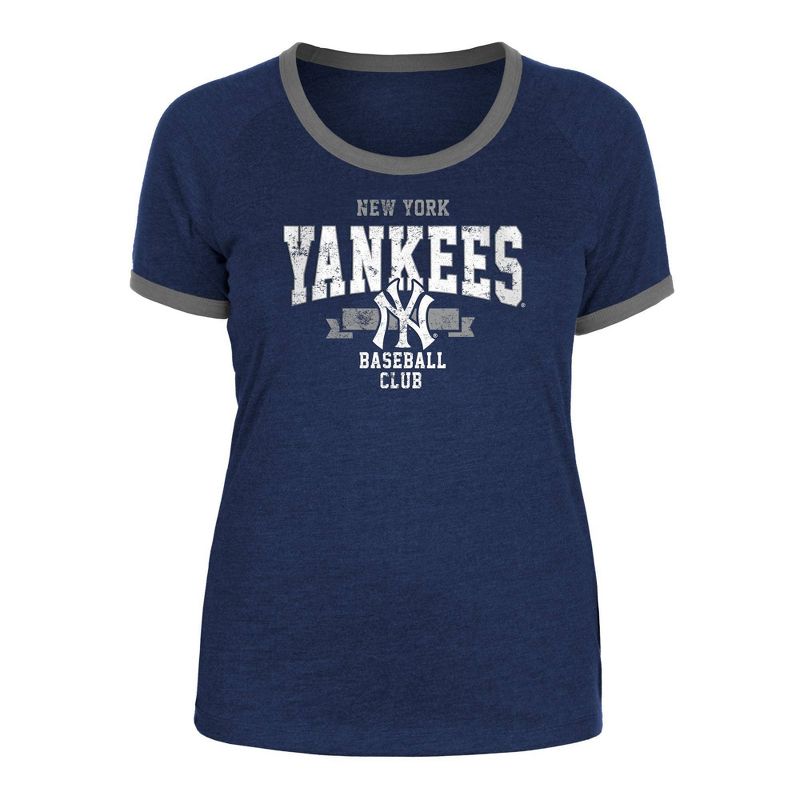 MLB New York Yankees Women&#39;s Heather Bi-Blend Ringer T-Shirt, 1 of 7