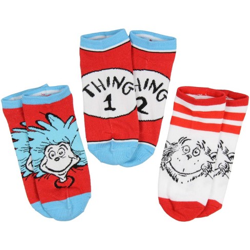 Thing 1 And Thing 2 Socks For Adult 3 Pack Ankle Socks : Target
