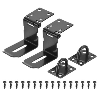 Unique Bargains Stainless Steel 90 Degree Security Padlock Hasp Lock Latch 2 Pcs