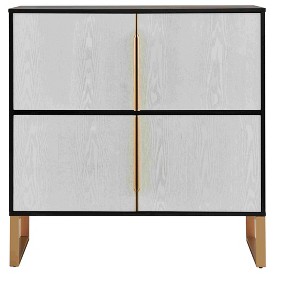 Lirago Black White Storage Cabinet 4-Door Buffet Sideboard with Metal Handles 42"H x 15.5"D x 42"W - 1 of 4