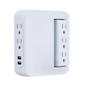 Power Gear 3-outlet Grounded Cube Tap With 2 Usb Ports 2.4a Surge 245j  White : Target