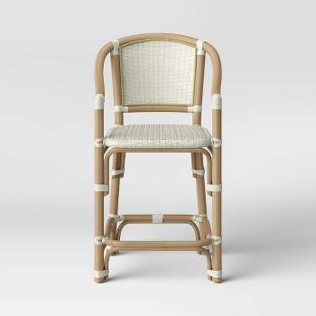 Parksley Rattan and Woven Counter Height Barstool White - Threshold™
