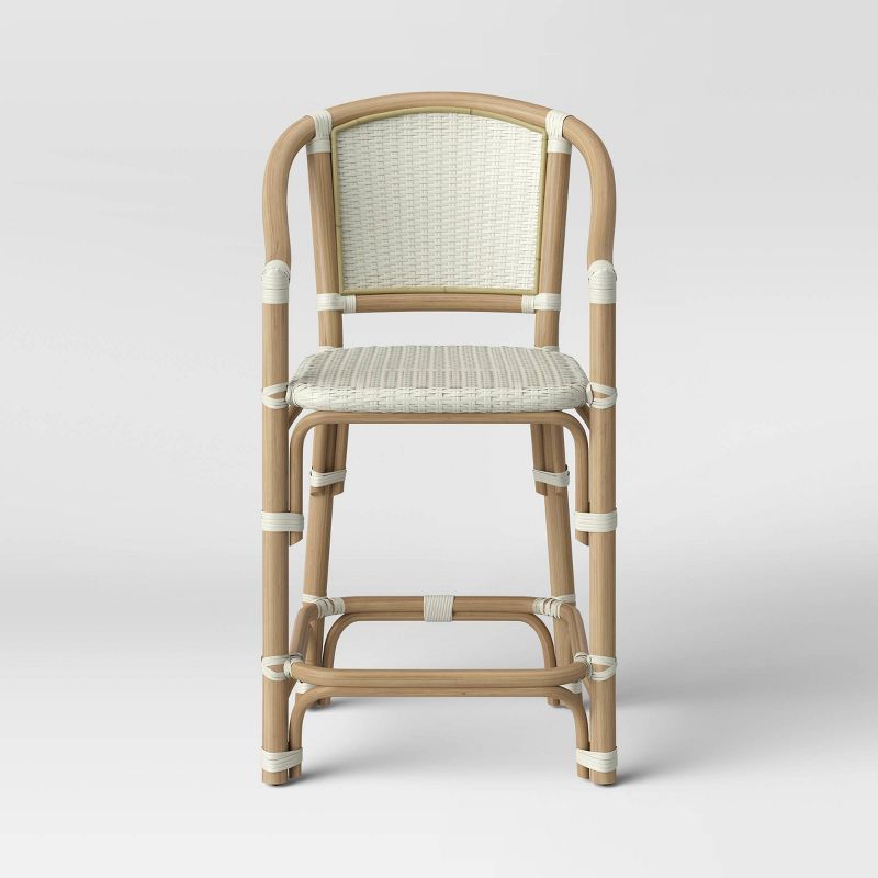 Parksley Rattan and Woven Counter Height Barstool White - Threshold&#8482;, 1 of 6