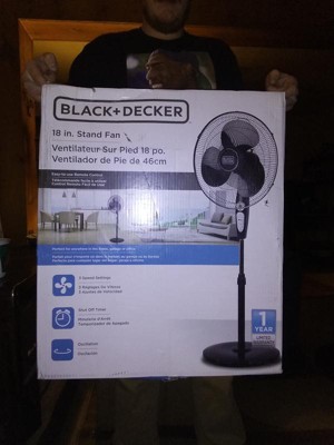 BLACK+DECKER BFSR18B 18 Inches Stand Fan with Remote, Black