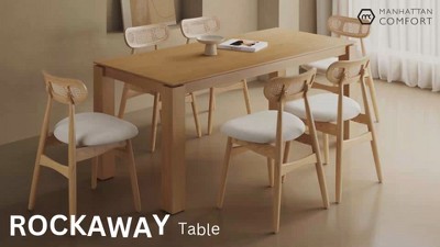 Rockaway Black and Natural Ash Wood 7-Piece Dining Set