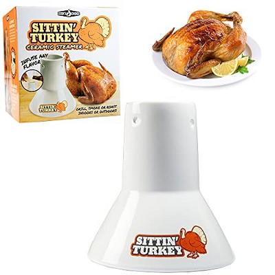 Chef's Choice Sittin' Turkey Ceramic Can Turkey Roaster and Steamer - Infuse delicious Marinades and BBQ flavors