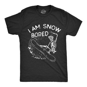 Mens I Am Snow Bored T Shirt Funny Skeleton Snowboarding Boredom Joke Tee For Guys - Crazy Dog Men's T Shirt - 1 of 4