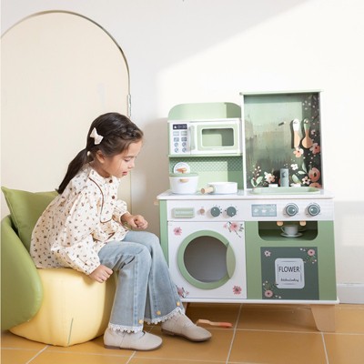 Freniland- Schema Wooden Forest Garden Kitchen Playset, Includes Microwave, Stove & Washing Machine, Pretend Play & Learning Toy for 3+ Years