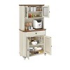 Farmhouse Bakers Rack Microwave Stand with Storage Charging Station & Drawer Coffee Bar Pantry Buffet Cabinet for Living Room Kitchen Dining Room - 2 of 4