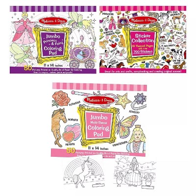 Melissa & Doug Sticker Collection and Coloring Pads Set: Princesses, Fairies, Animals, and More