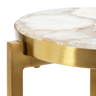 Round White Marble and Gold Metal Drink Table