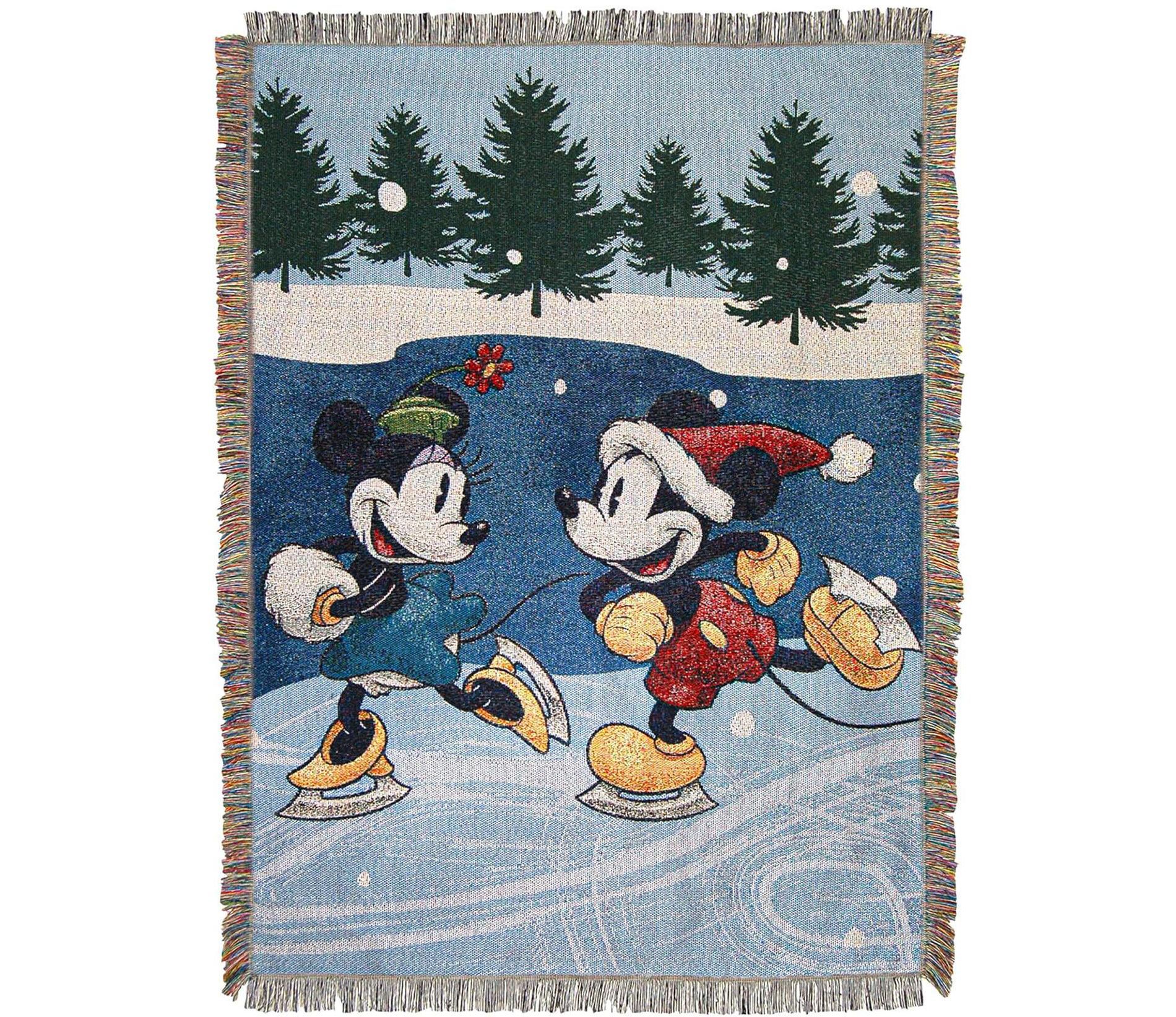 Northwest Mickey Mouse Woven Tapestry Throw Blanket, 48" x 60", Winter Skate