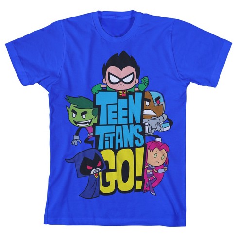 Teen Titans Go Characters And Logo Boy's Royal Blue T-shirt-xl : Target