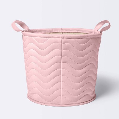 Image of Quilted Fabric Large Round Storage  Basket - Light Pink - Cloud Island™