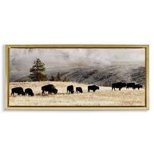 Stupell Industries Grazing Bison Foggy Countryside, 31" x 14" - 1 of 4