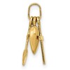 Black Bow Jewelry 14k Yellow Gold Hollow Faith, Hope and Charity Triple Charm, 7-8mm - 2 of 4