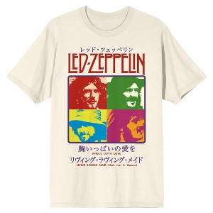 Led Zeppelin Chest Print Crew Neck Short Sleeve Natural Men's T-shirt - 1 of 3