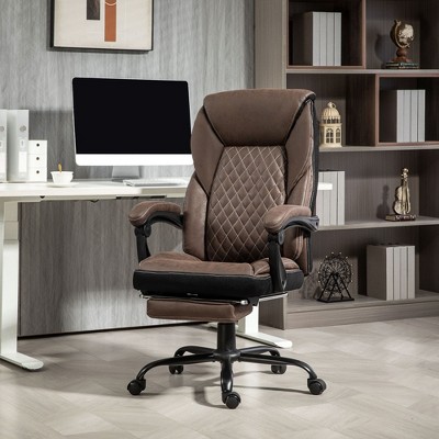 Okak Executive Office Chair with 140° Reclining Back, Ergonomic Chair with Foldable Footrest, Desk Chair for Office, Study, Brown