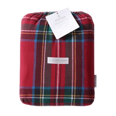 Spencer Plaid Red Cotton Flannel Twin Duvet Cover Set