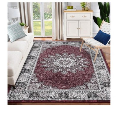 Garvee Washable Area Rugs for Living Room,Large Rugs Floor Carpet, Non-Shedding Vintage Rugs, Low Pile Non-Slip Rug for Bedroom,Dining Room