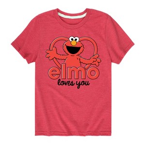 Boys' - Sesame Street - Elmo Loves You Short Sleeve Graphic T-Shirt - 1 of 4