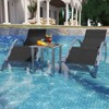 Aluminum Patio Furniture Set of 2 Lounge Chairs + Table - Modern Outdoor Recliners with Textilene Fabric (Black) - 2 of 4