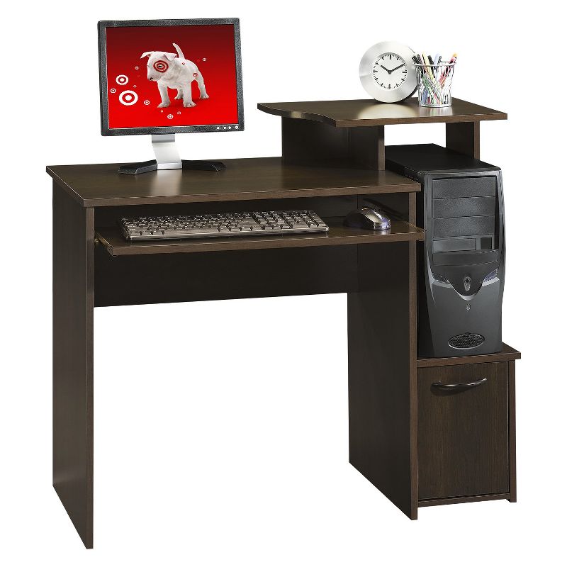 Sauder Computer Desk - Cinnamon Cherry: Elevated Shelf, CPU Storage, Laminated Surface, Home Office Furniture, 4 of 5