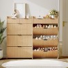 Modern Fluted Shoe Cabinet with 3 Flip Drawers, Slim Shoe Storage Organizer with 2 Drawers, Side Hook, Hidden Shoe Rack Hallway Cabinet - 2 of 4