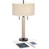 Franklin Iron Works Hugo 28 1/2" Tall Rustic End Table Lamps Set of 2 USB Port Pull Chain White-Washed Wood Finish Oatmeal Shade Living Room Charging - 3 of 4