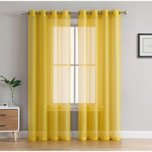 HLC.ME Semi Sheer Voile Light Filtering Transparent Window Curtain Grommet Panels - Set of 2 - 1 of 4