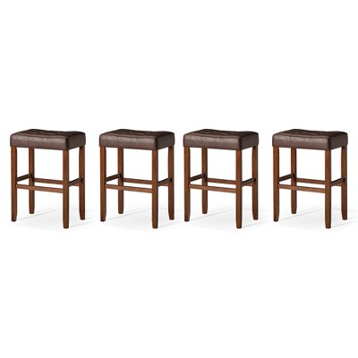 Carte: A La Carte Home Harper Backless Kitchen Stool in Vegan Leather Upholstered Seat, Set of 4