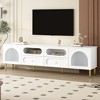 HDZNVF 78.8 inch Retro TV Stand, Entertainment Center Media Console Cabinet with 2 Cabinets, 4 Drawers, Up to 85 inch, White - 2 of 4