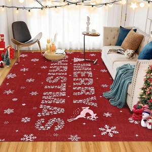 Christmas Snowflake Area Rug 2'x3' Rug Washable Non Slip for Entryway - 1 of 4
