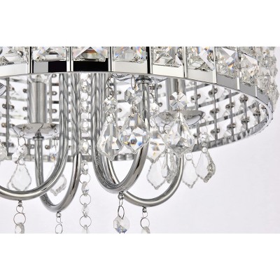 Elise 14" Brass and Crystal Flush Mount Light