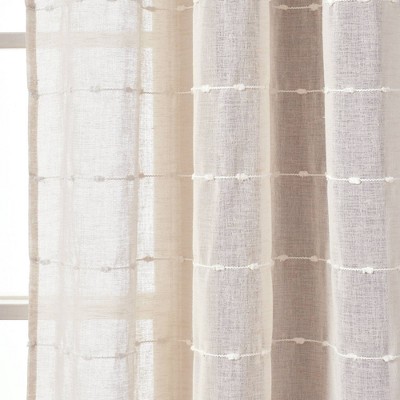 Beige Sheer Polyester Grommet Window Curtain Panels, 38"W x 95"L