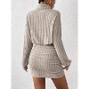 Long Lantern Sleeve Ribbed Knit Sweater Dress, Turtle Neck Bodycon Mini Pullover Dress for Women, Fall and Winter Fashion Khaki - 3 of 4