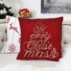 TopComfy Support Pillow Red Velvet Christmas Throw Pillow with Merry Christmas Embroidery for Holiday Decor, Red, 17"*17"*10" - 2 of 4