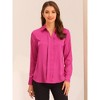 INSPIRE CHIC Women's Elegant V Neck Long Sleeve Office Work Satin Shirt - 3 of 4