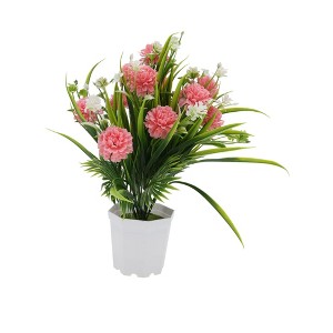 Unique Bargains Artificial Plants Carnation Flower Pot Plastic 3.74"x3.74"x12.6" 1 Pc - 1 of 4