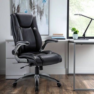 COLAMY Office Desk Chair, Leather Executive Chair with Adjustable Lumbar Support, Task Chair for Home