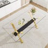 CENGHU Modern Tempered Glass Rectangular Dining Table, Tea Table, Coffee Table with Silver Plated Metal Legs and MDF Crossbars, for Home, Office - 3 of 4
