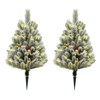 2 Pack 29.5Inch Artificial Christmas Tree, Flocked Decor Christmas Tree with Ground Stake & Lamp Beads - 2 of 4