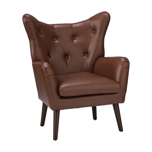 Leonhard Upholstered Mid century Modern Vegan Leather Armchair